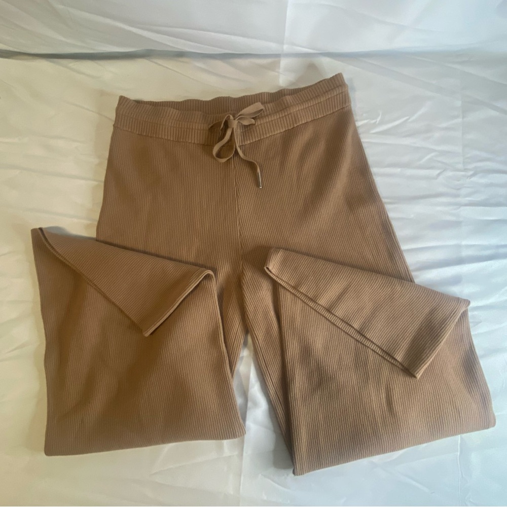 Reiss Camel Ribbed Knit Trousers